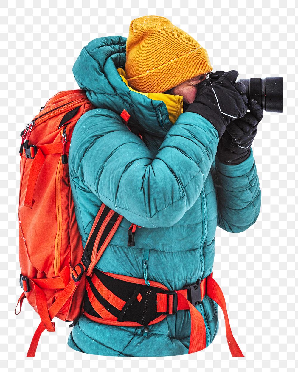 Png photographer in winter, transparent background