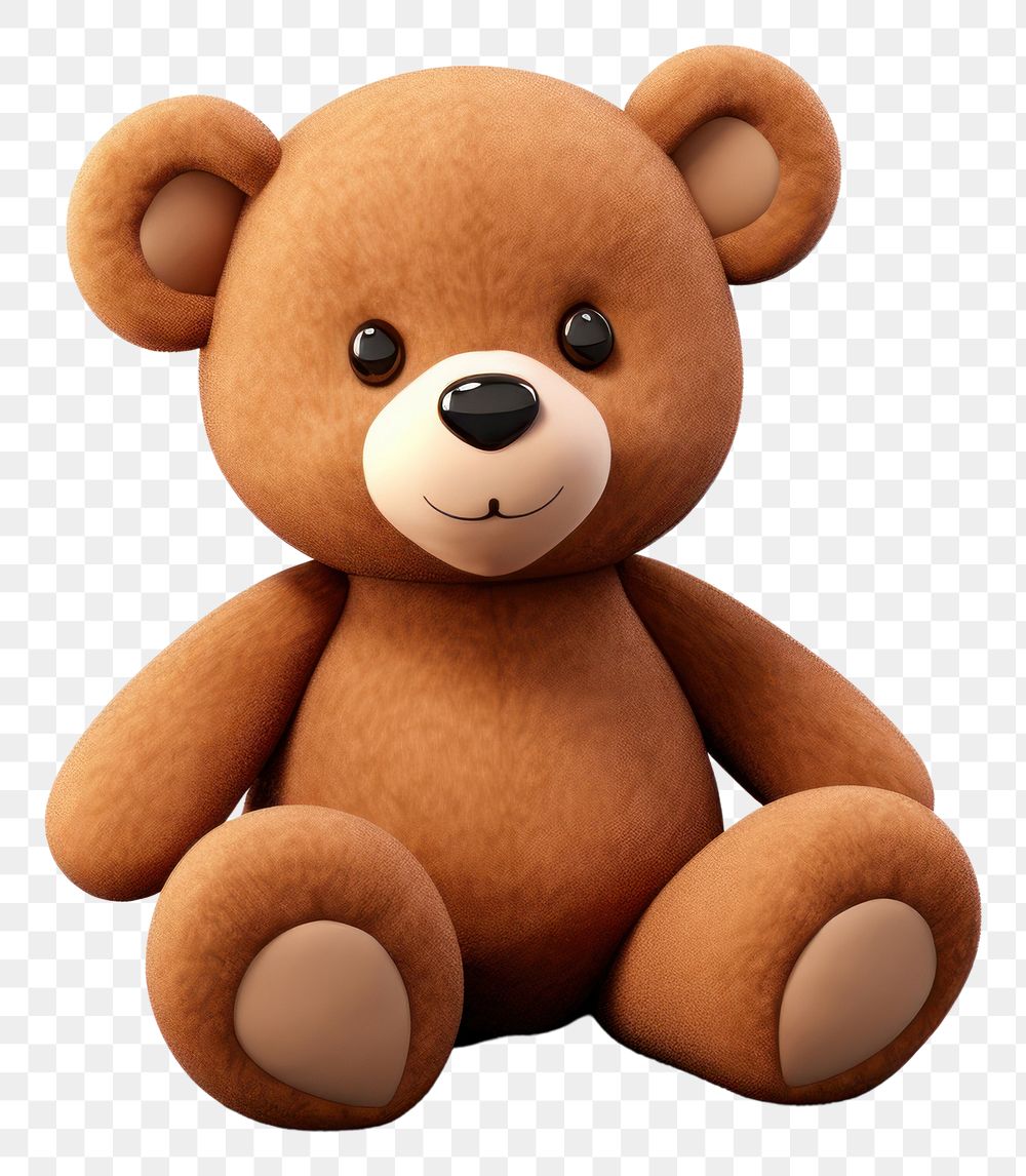 PNG Cartoon plush bear toy. 