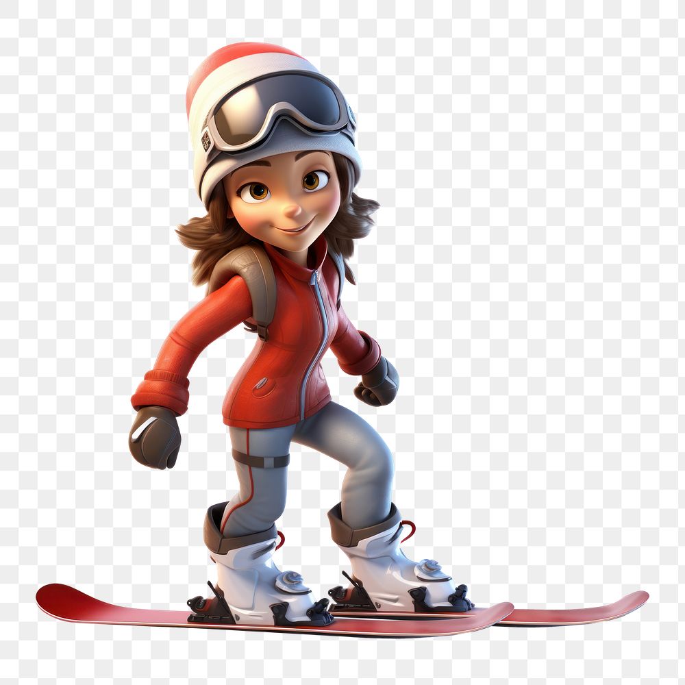 PNG Cartoon skiing snow toy. AI generated Image by rawpixel.
