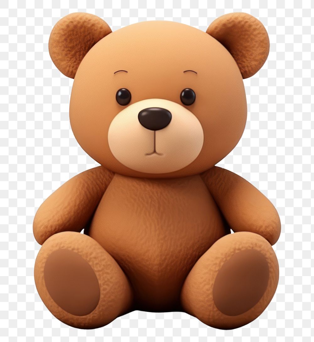 PNG Cartoon plush bear toy. 