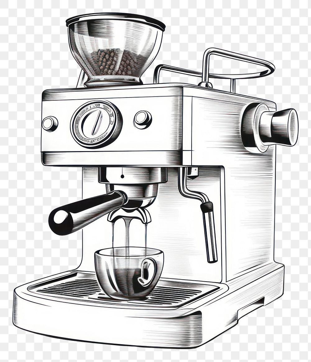 PNG Coffee appliance drawing sketch. AI generated Image by rawpixel.