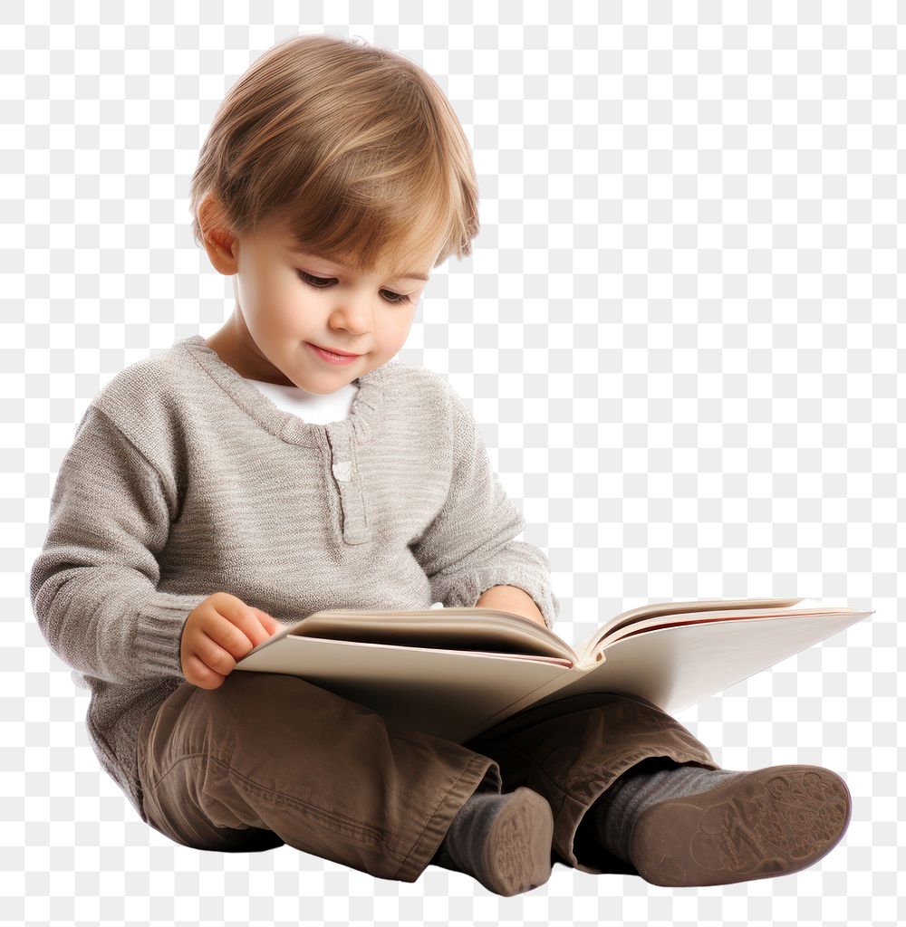 PNG Reading sitting child concentration. AI generated Image by rawpixel.