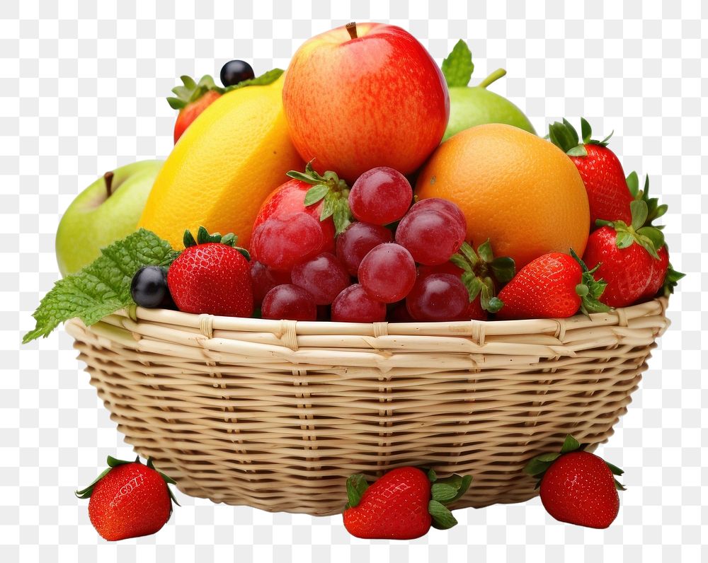 PNG Strawberry basket fruit apple. AI generated Image by rawpixel.
