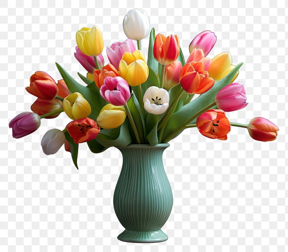 PNG Tulip vase flower plant. 