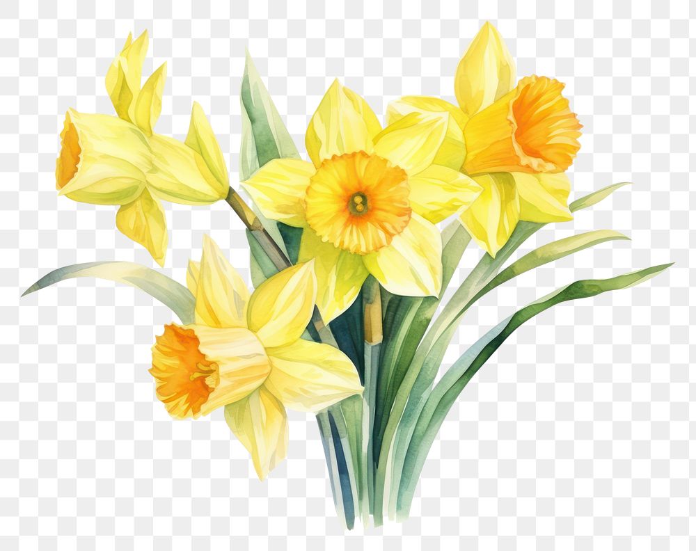 PNG Daffodil flower plant white background