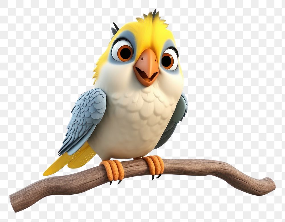 PNG Cockatiel perching cartoon animal. 