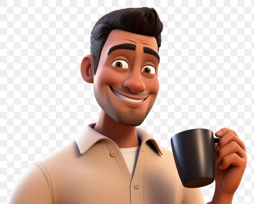 PNG Portrait coffee cup cartoon. AI generated Image by rawpixel.