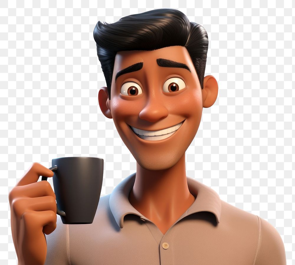 PNG Portrait coffee cup cartoon. AI generated Image by rawpixel.