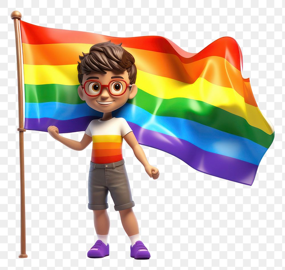 PNG Rainbow cartoon person flag. AI generated Image by rawpixel.