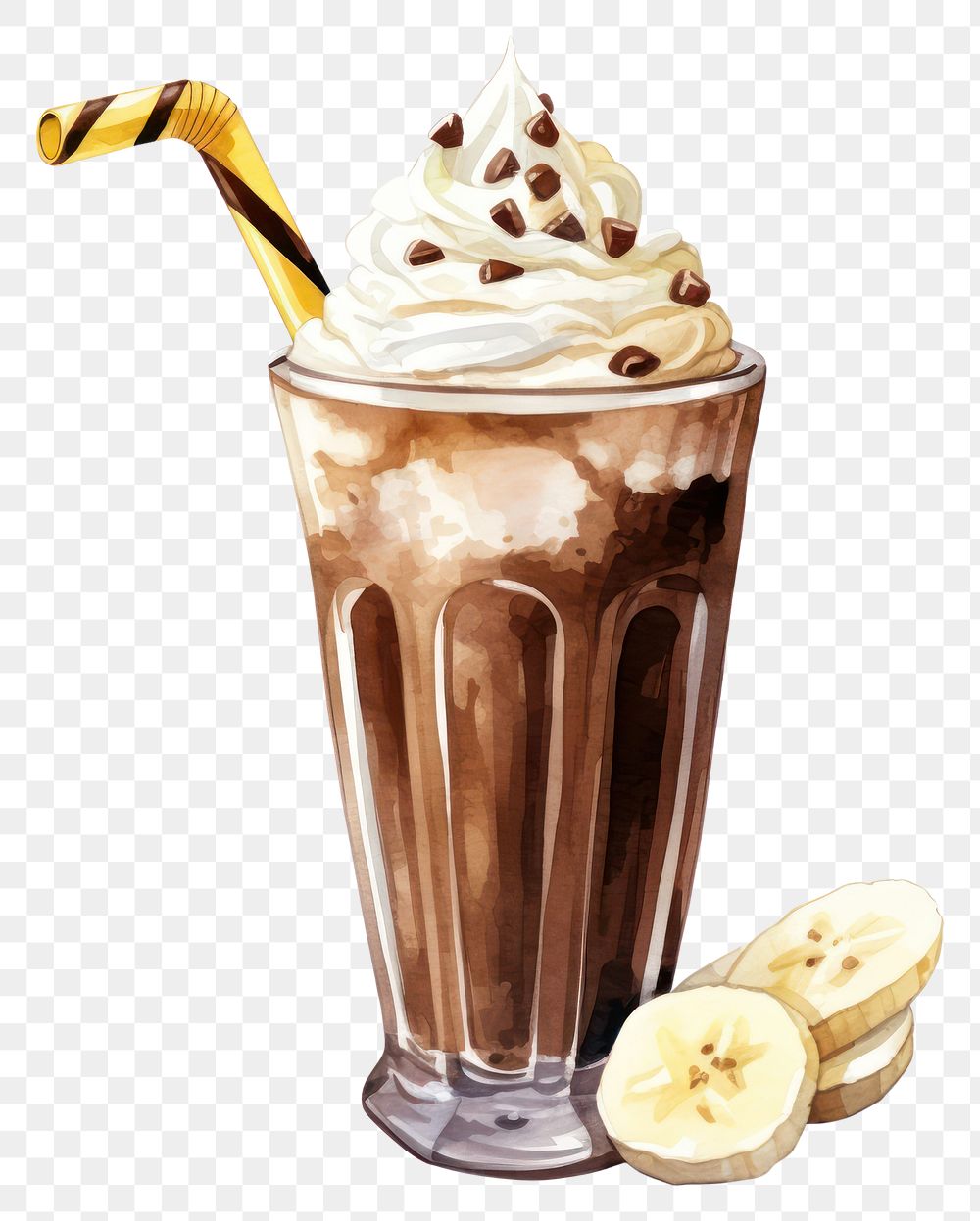 PNG Milkshake smoothie dessert banana. AI generated Image by rawpixel.