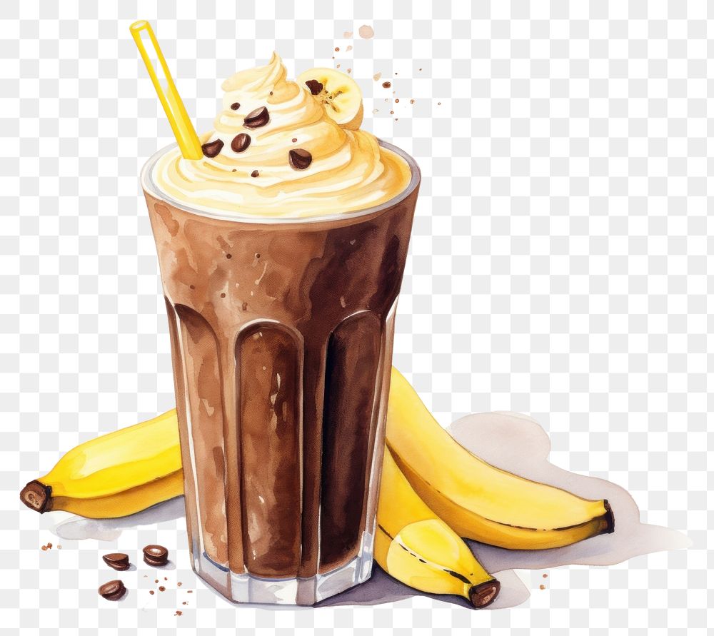 PNG Smoothie banana milkshake chocolate. AI generated Image by rawpixel.