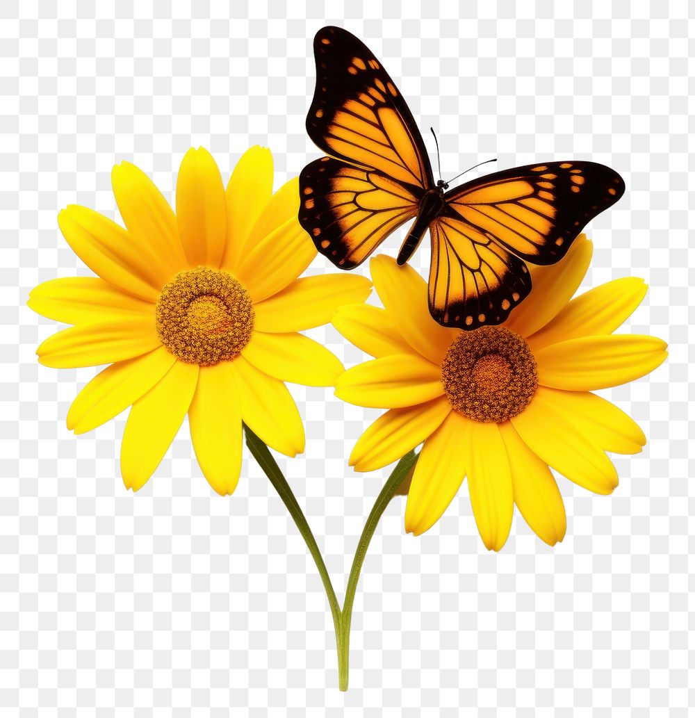 PNG Butterfly flower sunflower insect. AI generated Image by rawpixel.