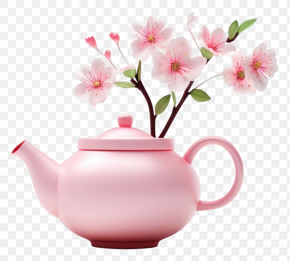 PNG Flower blossom teapot plant. AI generated Image by rawpixel.