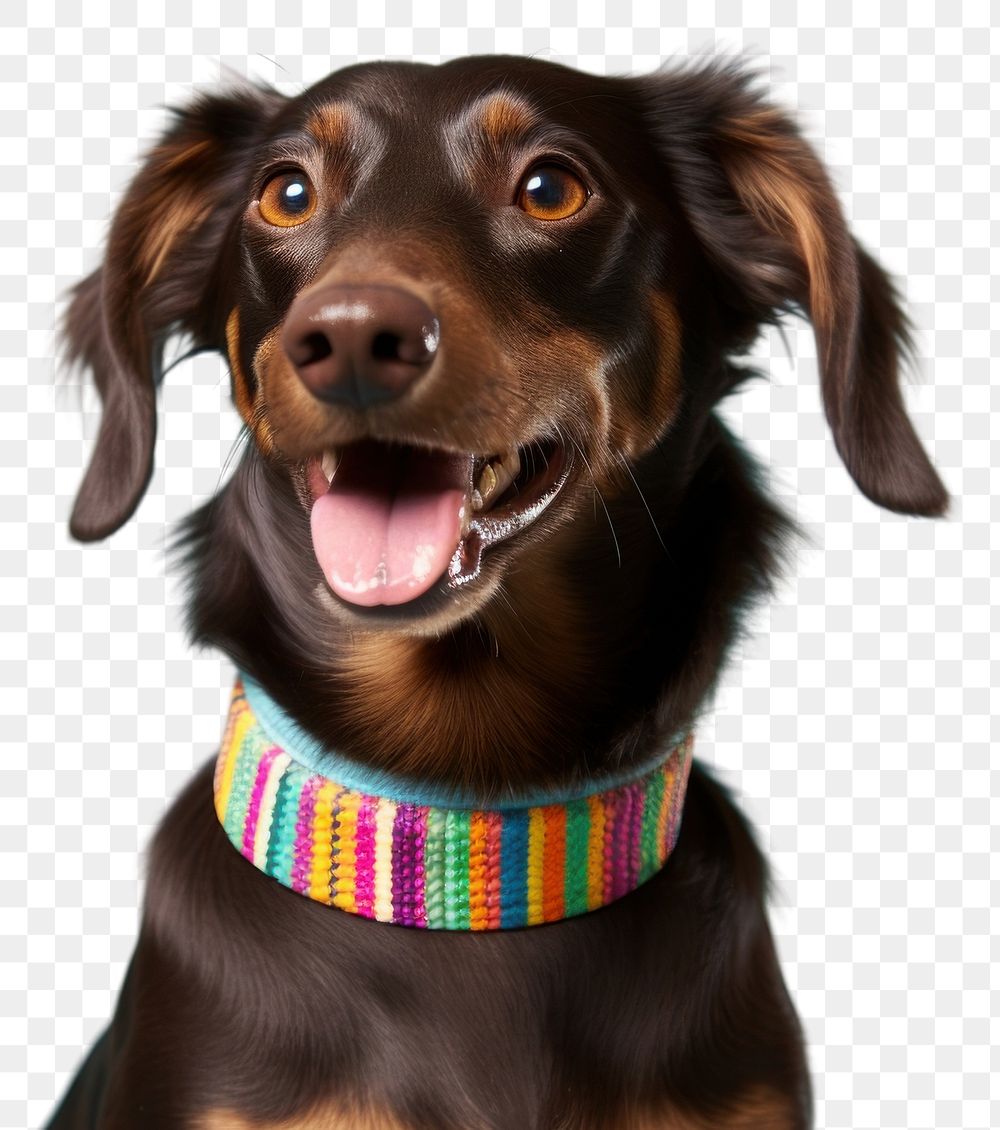 PNG  Collar pet dachshund smiling. AI generated Image by rawpixel.