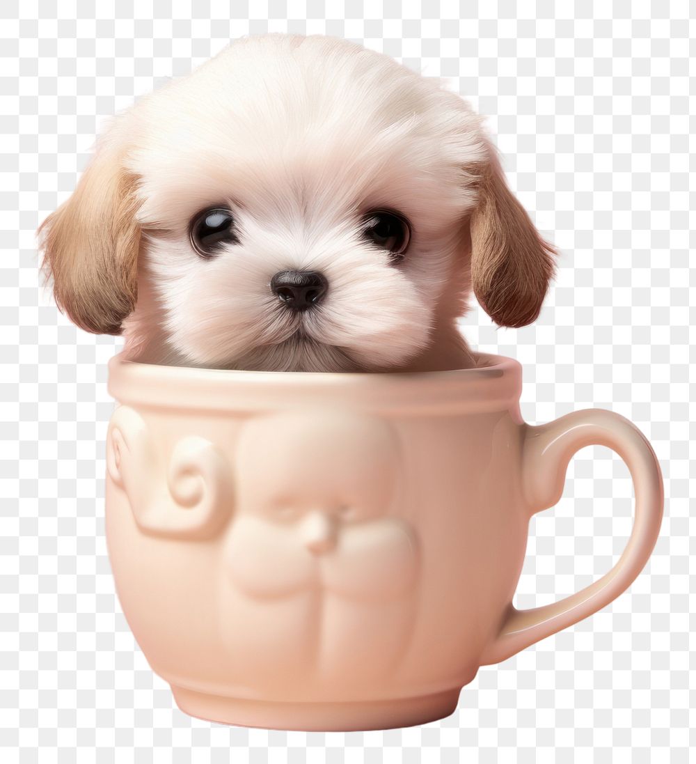 PNG  Puppy cup mammal animal. AI generated Image by rawpixel.