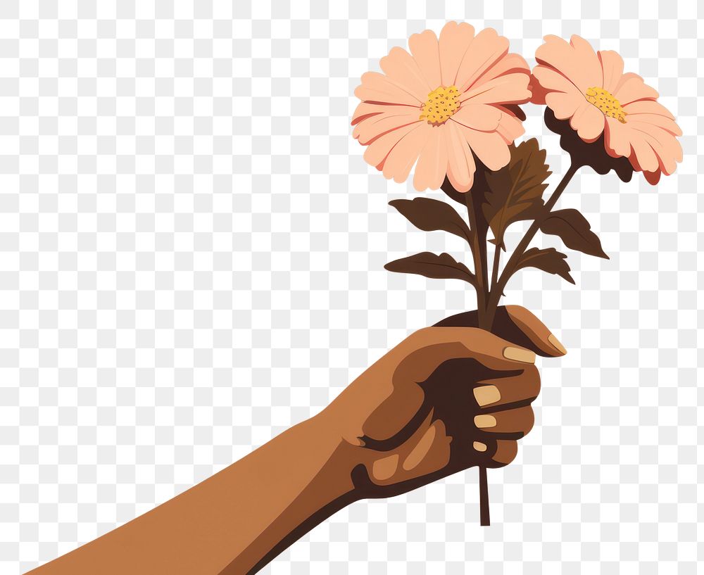 PNG Flower hand holding petal. AI generated Image by rawpixel.