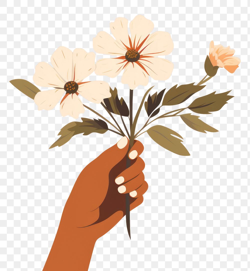 PNG Flower holding plant petal. AI generated Image by rawpixel.