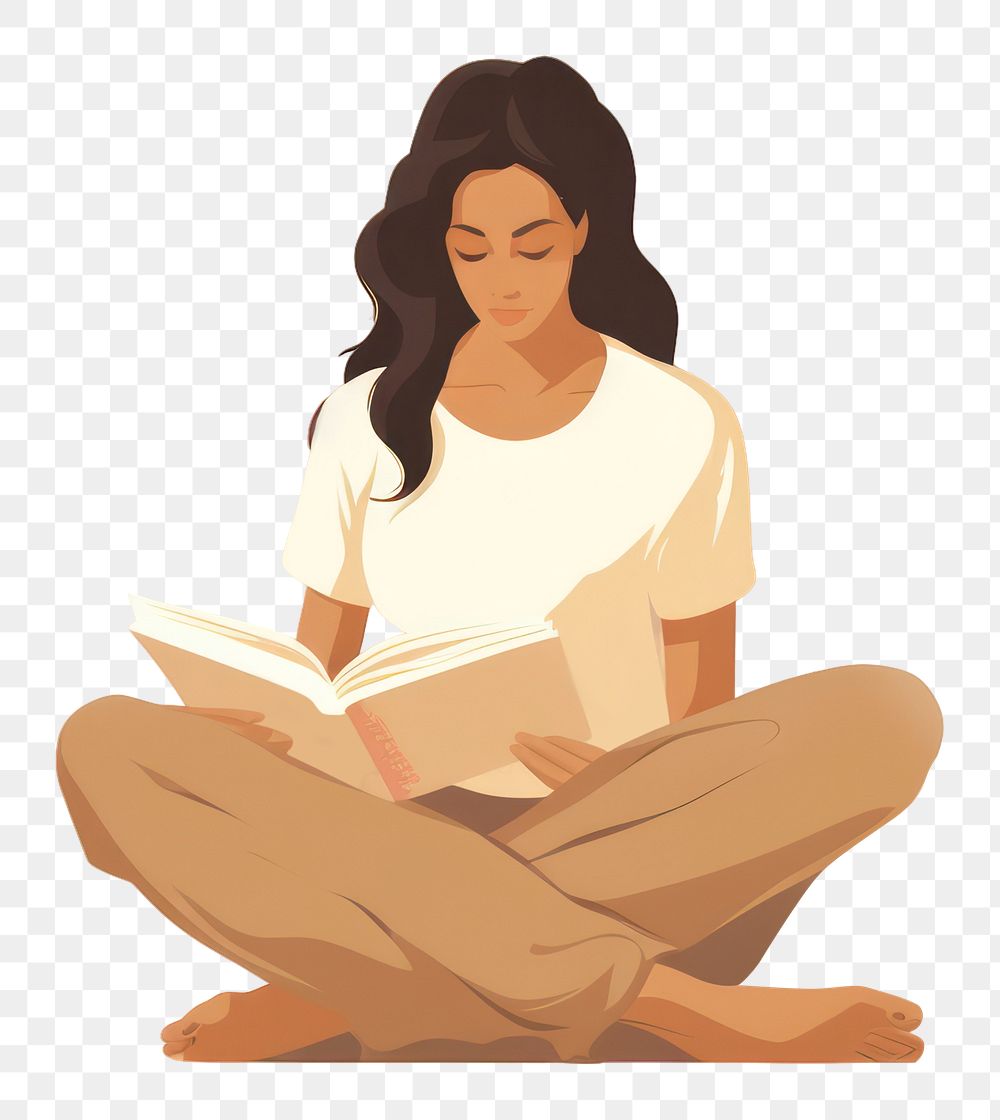 PNG Sitting reading adult women. 