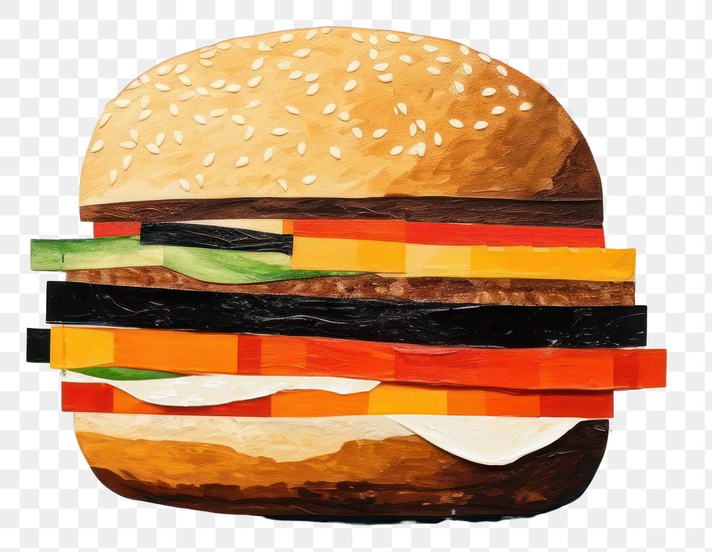 PNG Hamburger painting food art. AI generated Image by rawpixel.