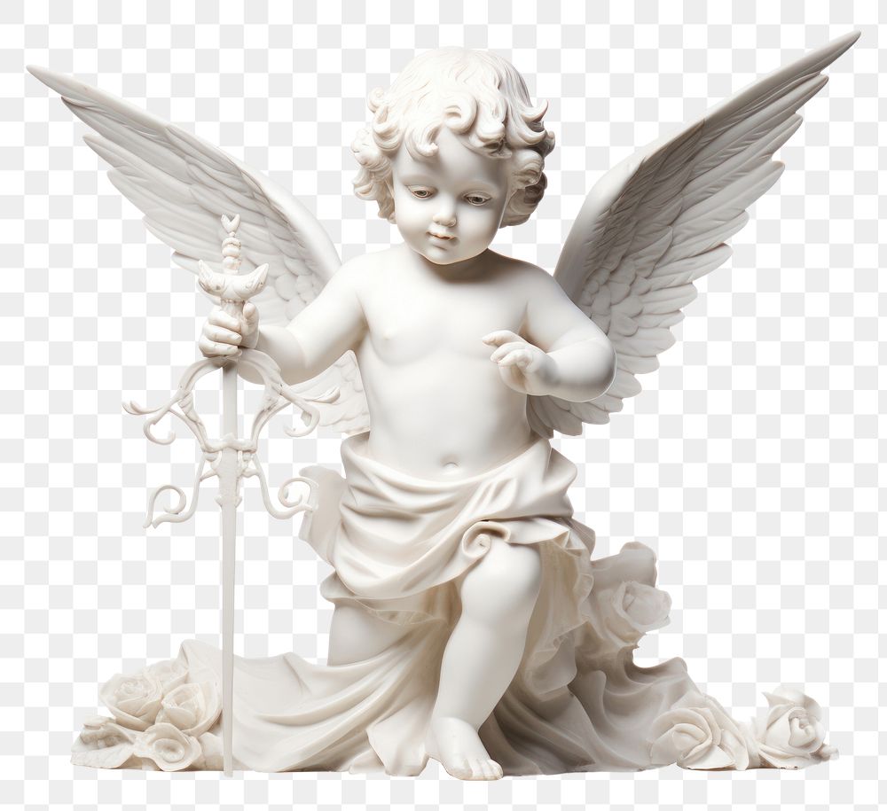 PNG Angel white cupid white background. AI generated Image by rawpixel.