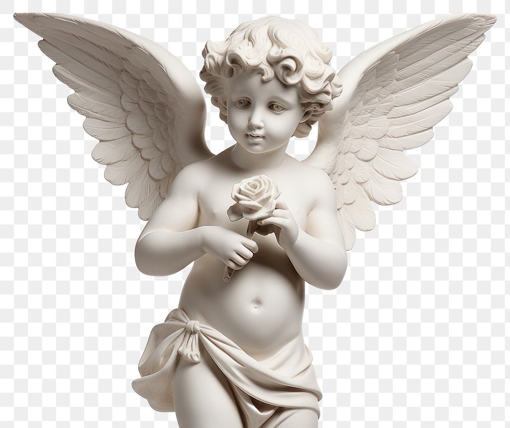 PNG Cupid statue angel white art. 