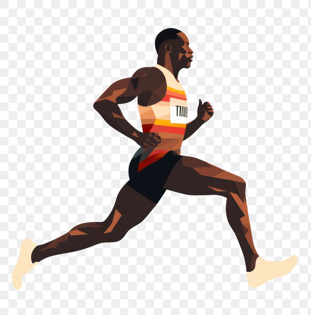 PNG Sprinting running jogging athlete. 