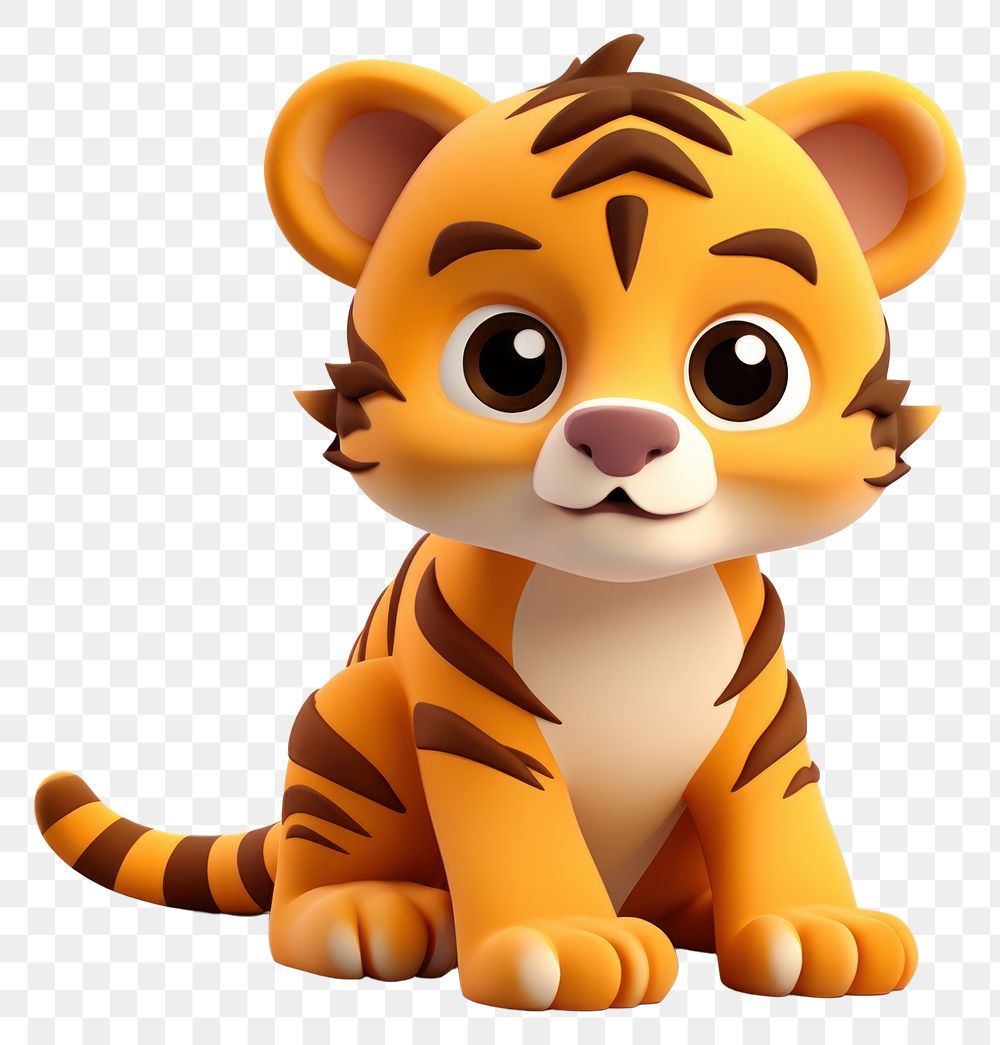 PNG Cartoon animal mammal tiger. AI generated Image by rawpixel.