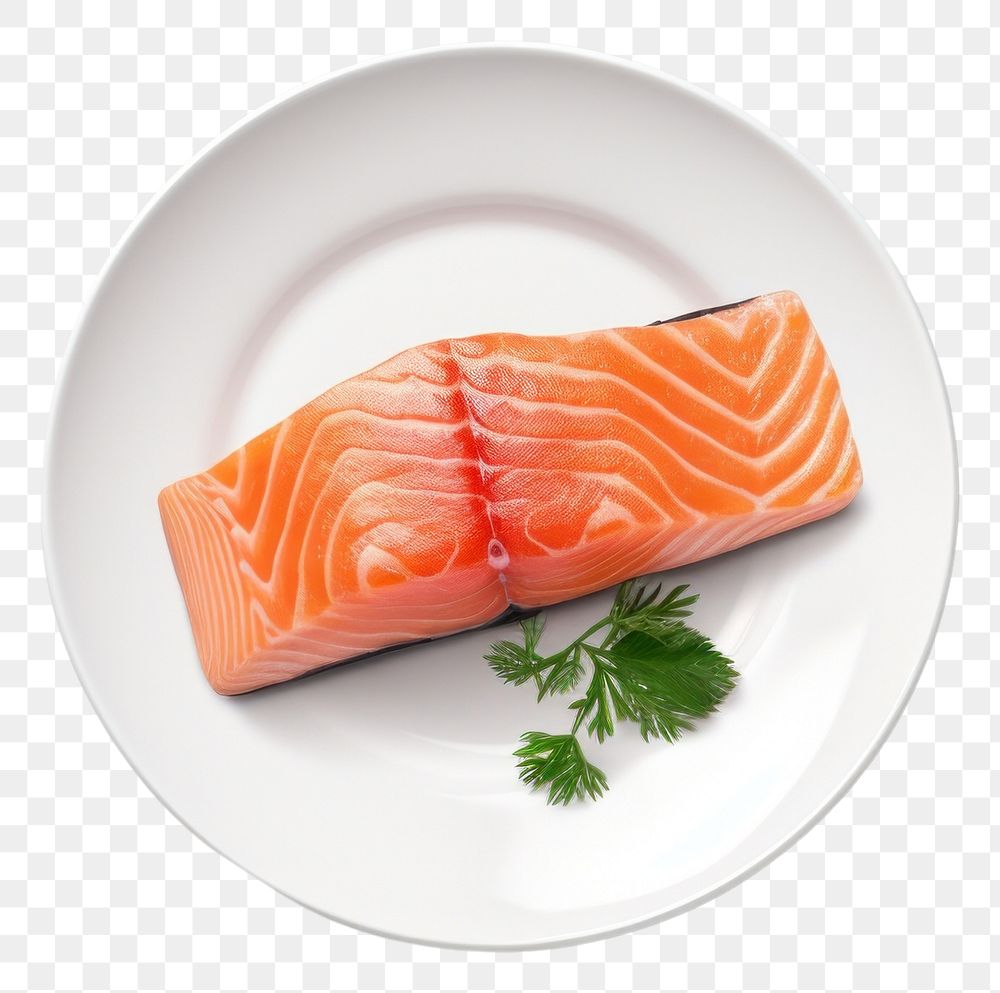 PNG Salmon plate seafood vegetable. AI generated Image by rawpixel.