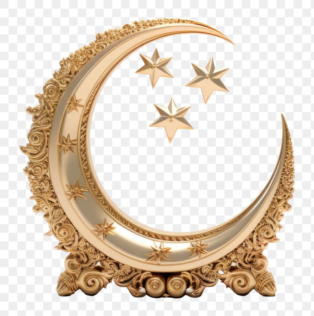 PNG Gold crescent decoration astrology. AI generated Image by rawpixel.