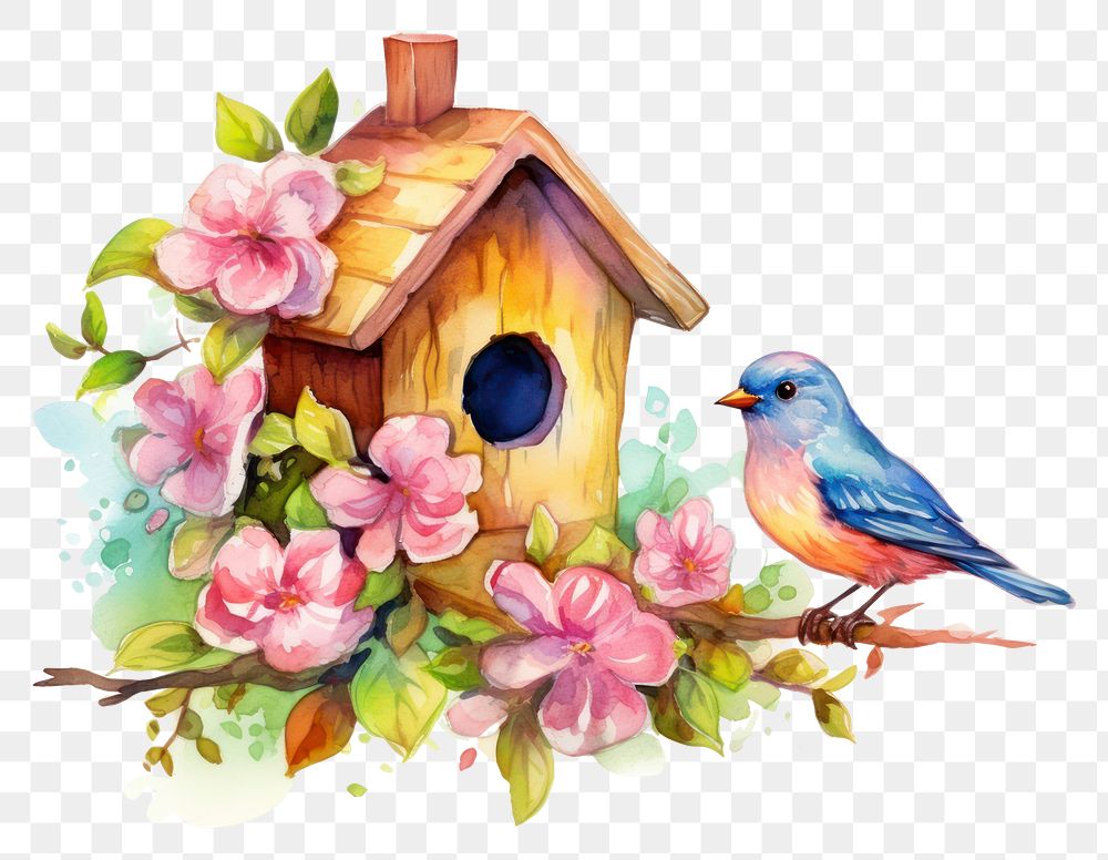 PNG Bird cartoon flower house. AI generated Image by rawpixel.