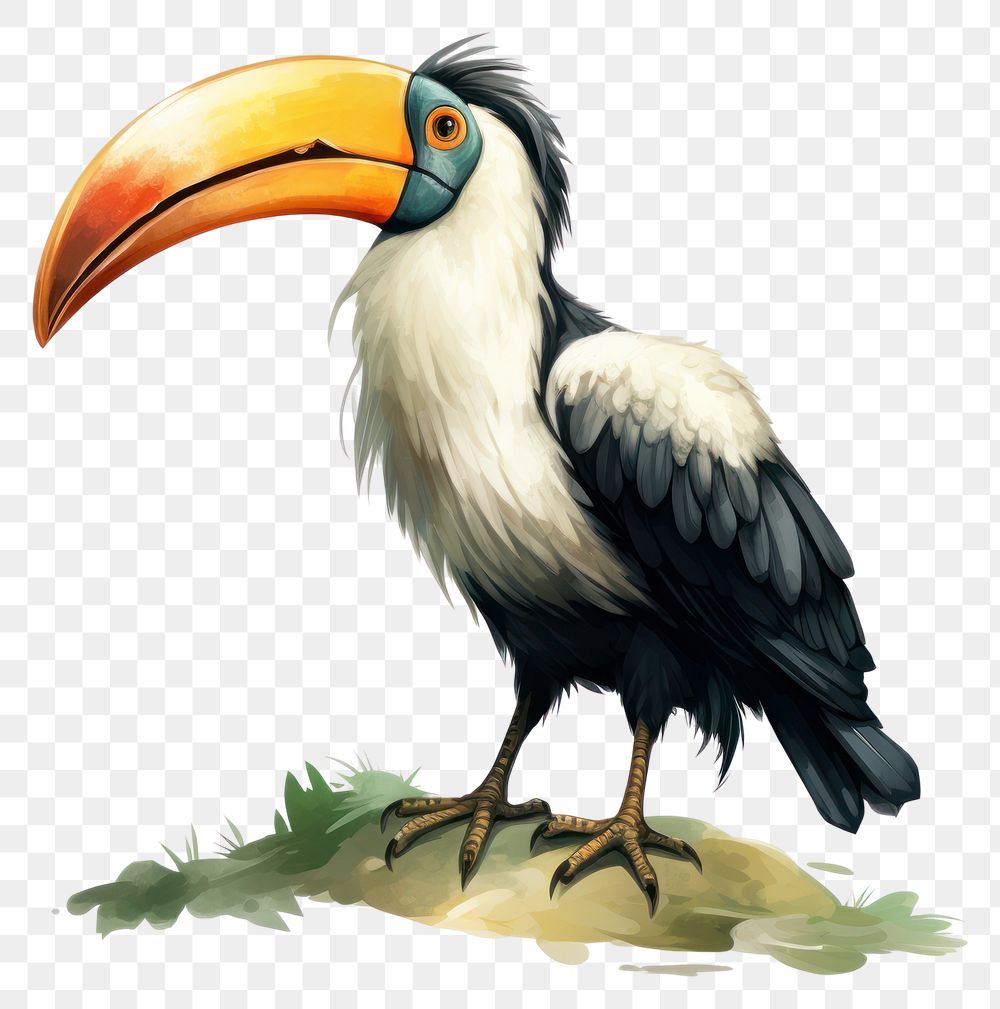 PNG Cartoon animal toucan bird. AI generated Image by rawpixel.