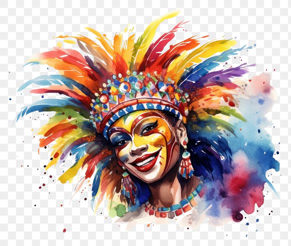 PNG Carnival portrait art white background. AI generated Image by rawpixel.
