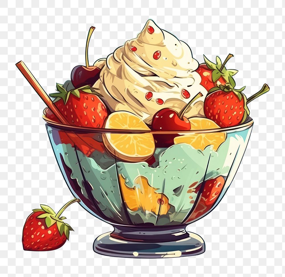 PNG Dessert sundae cream food. AI generated Image by rawpixel.