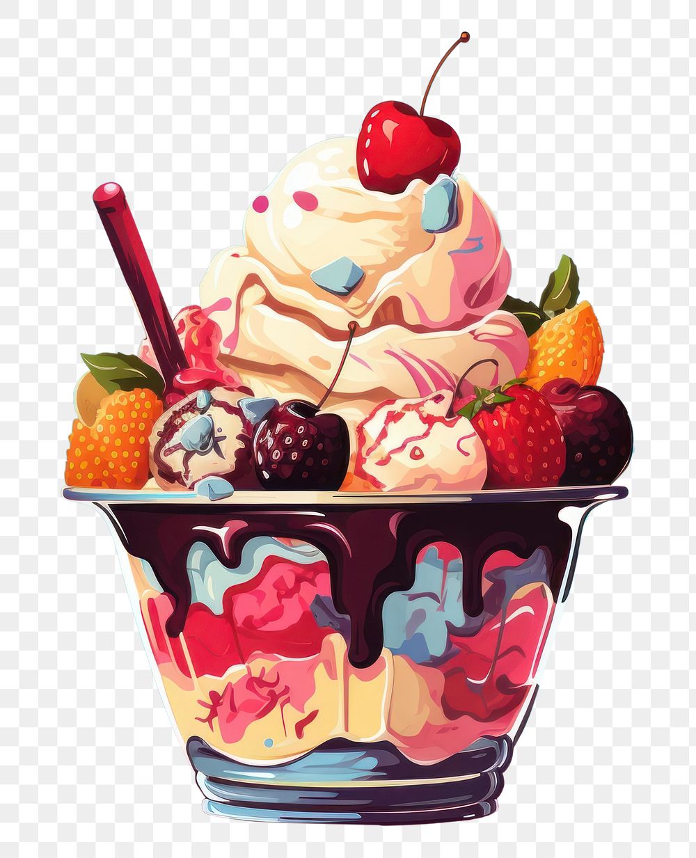 PNG Dessert sundae cream food. AI generated Image by rawpixel.