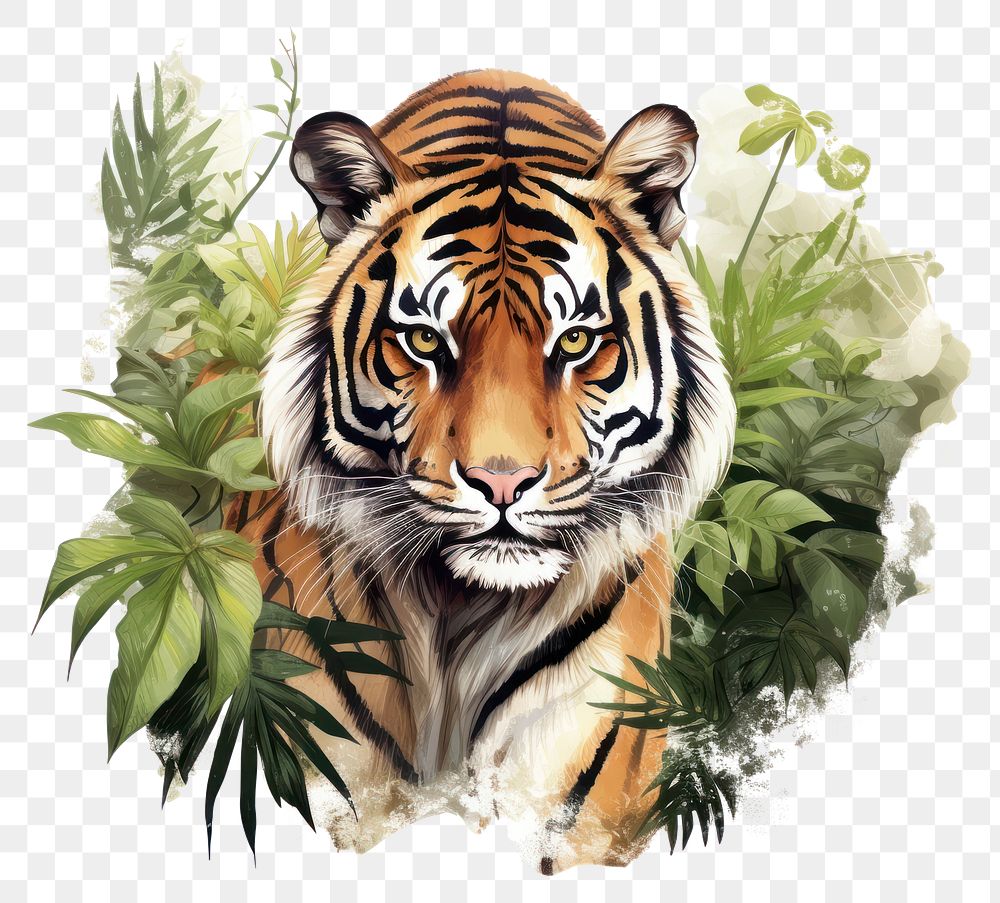 PNG  Wildlife animal mammal tiger. AI generated Image by rawpixel.