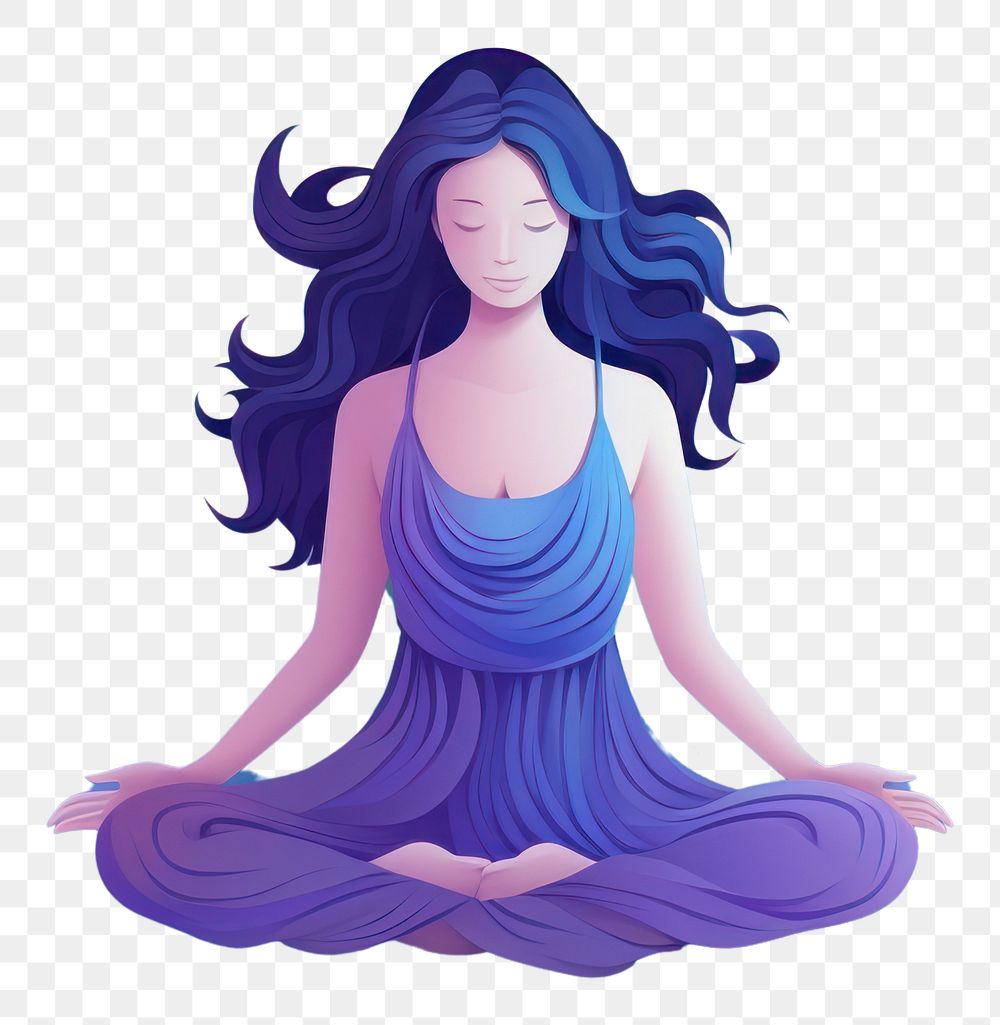 PNG Meditating adult woman yoga. AI generated Image by rawpixel.