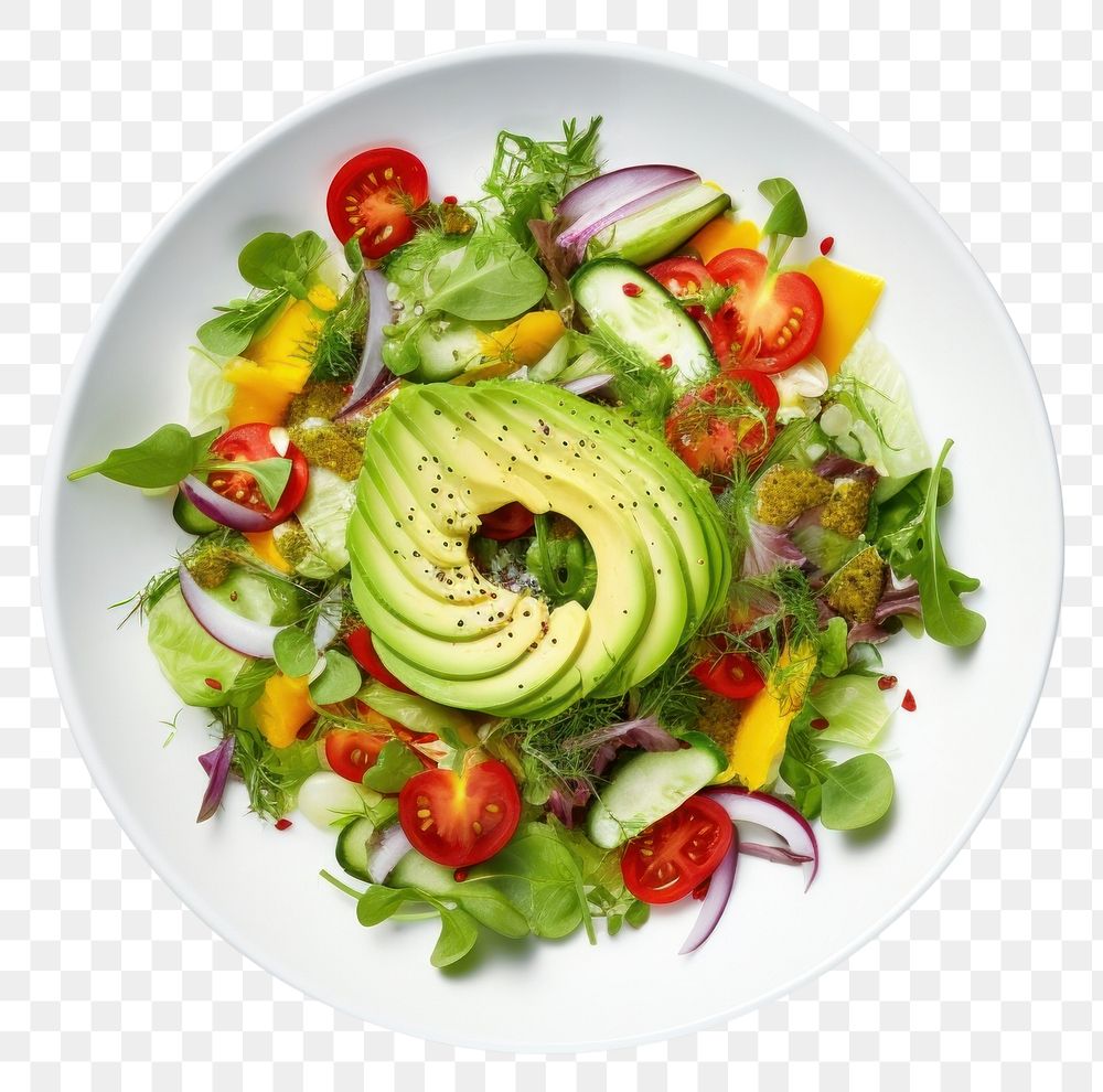 PNG Avocado salad plate food transparent background