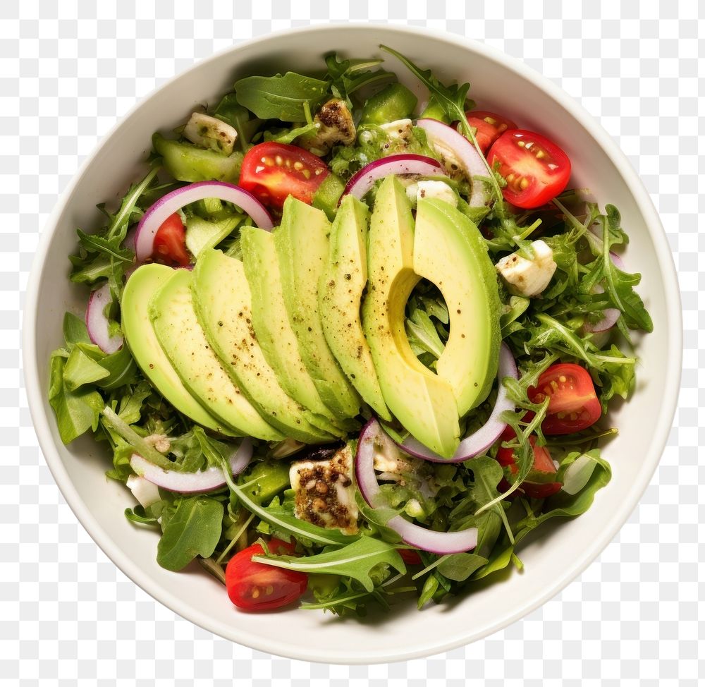 PNG Vegetable avocado salad plate transparent background