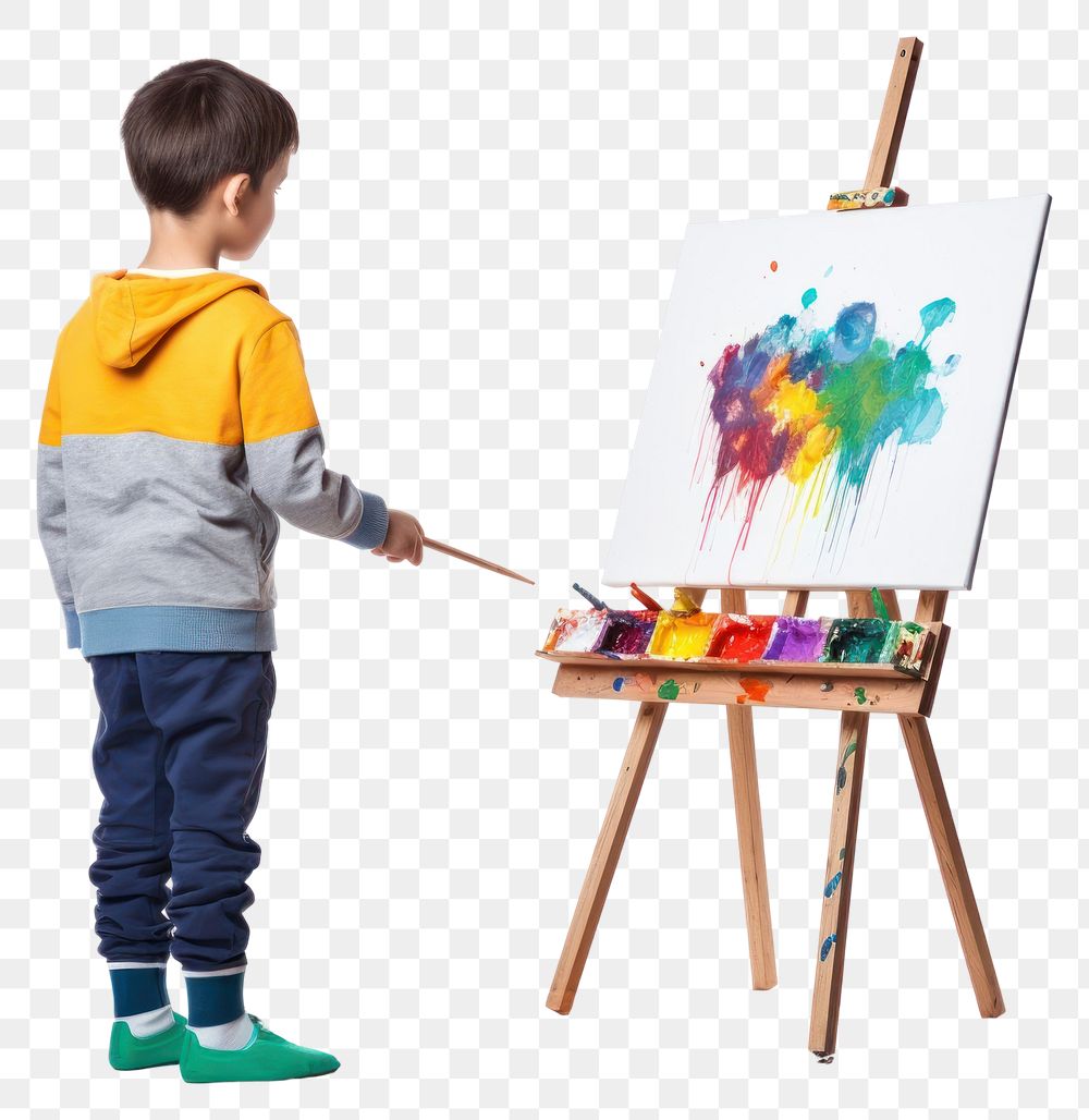 PNG Painting canvas brush child. AI generated Image by rawpixel.