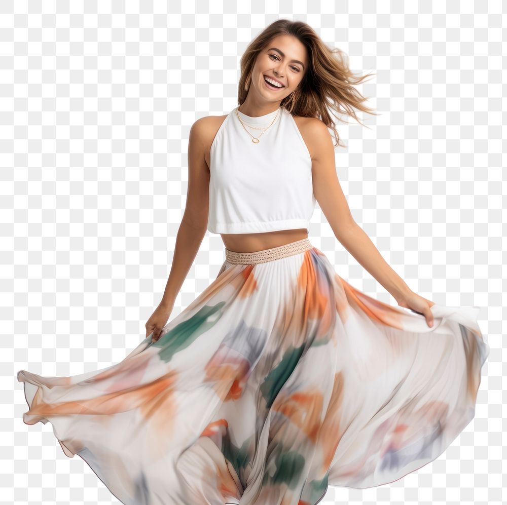 PNG Skirt cheerful fashion dancing. AI generated Image by rawpixel.