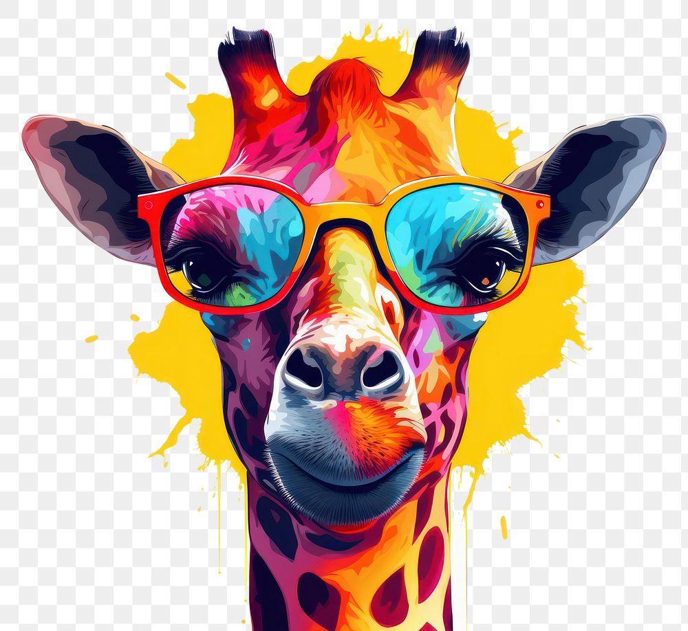 PNG Giraffe sunglasses portrait animal. AI generated Image by rawpixel.