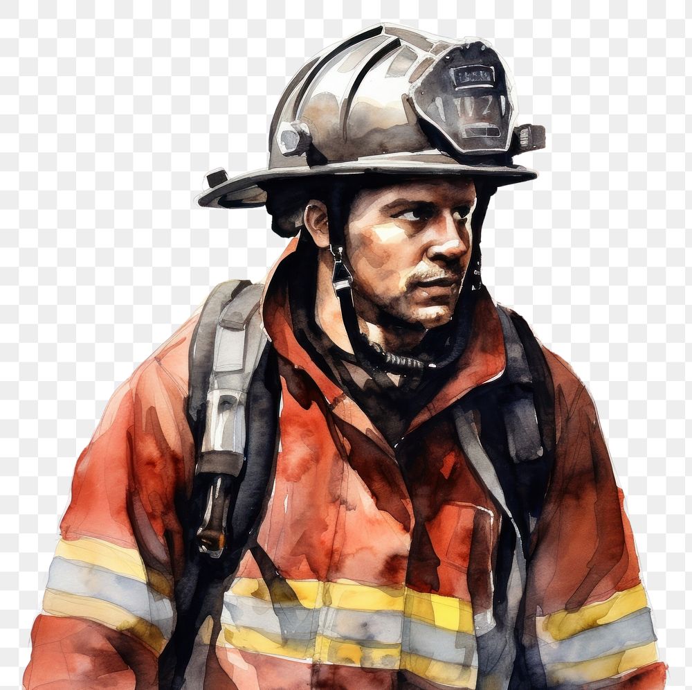 PNG Firefighter helmet adult extinguishing. AI generated Image by rawpixel.