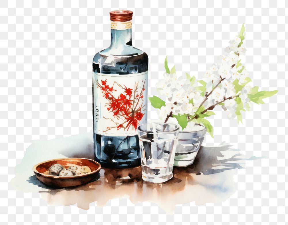 PNG Alcohol flower glass drink. AI generated Image by rawpixel.