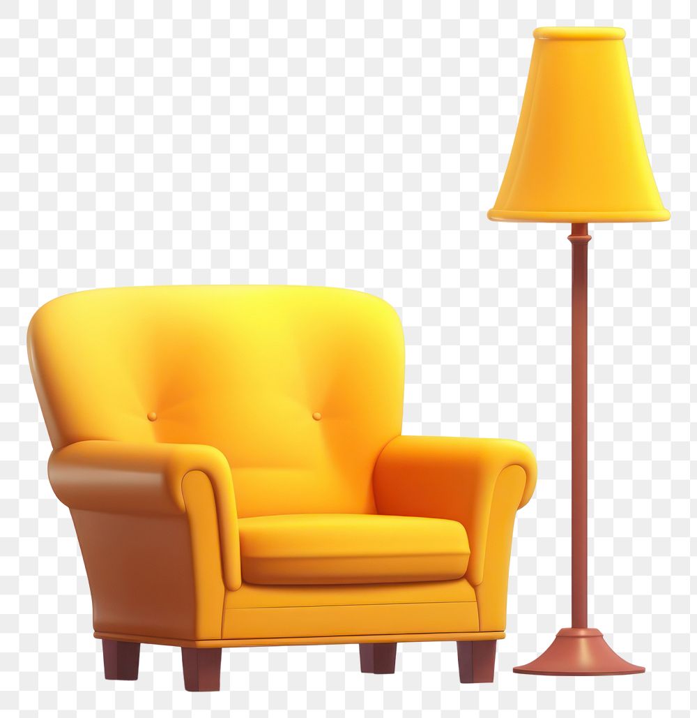 PNG Lamp furniture armchair cartoon. AI generated Image by rawpixel.