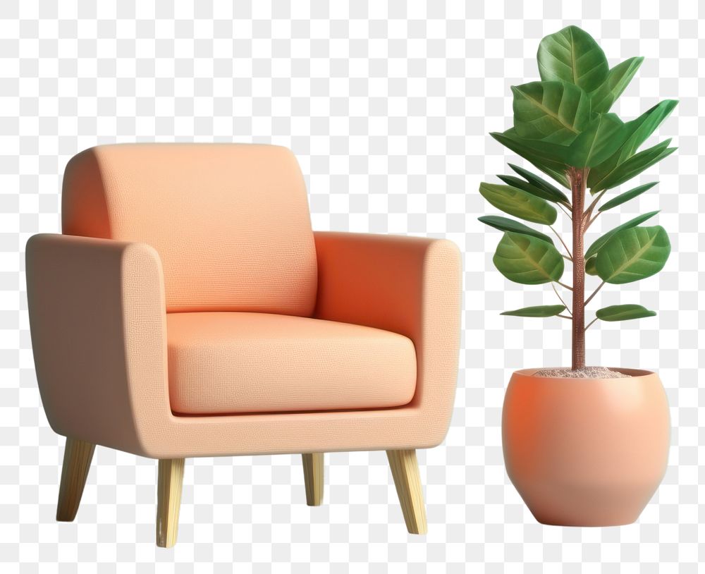 PNG Armchair plant furniture vase. AI generated Image by rawpixel.