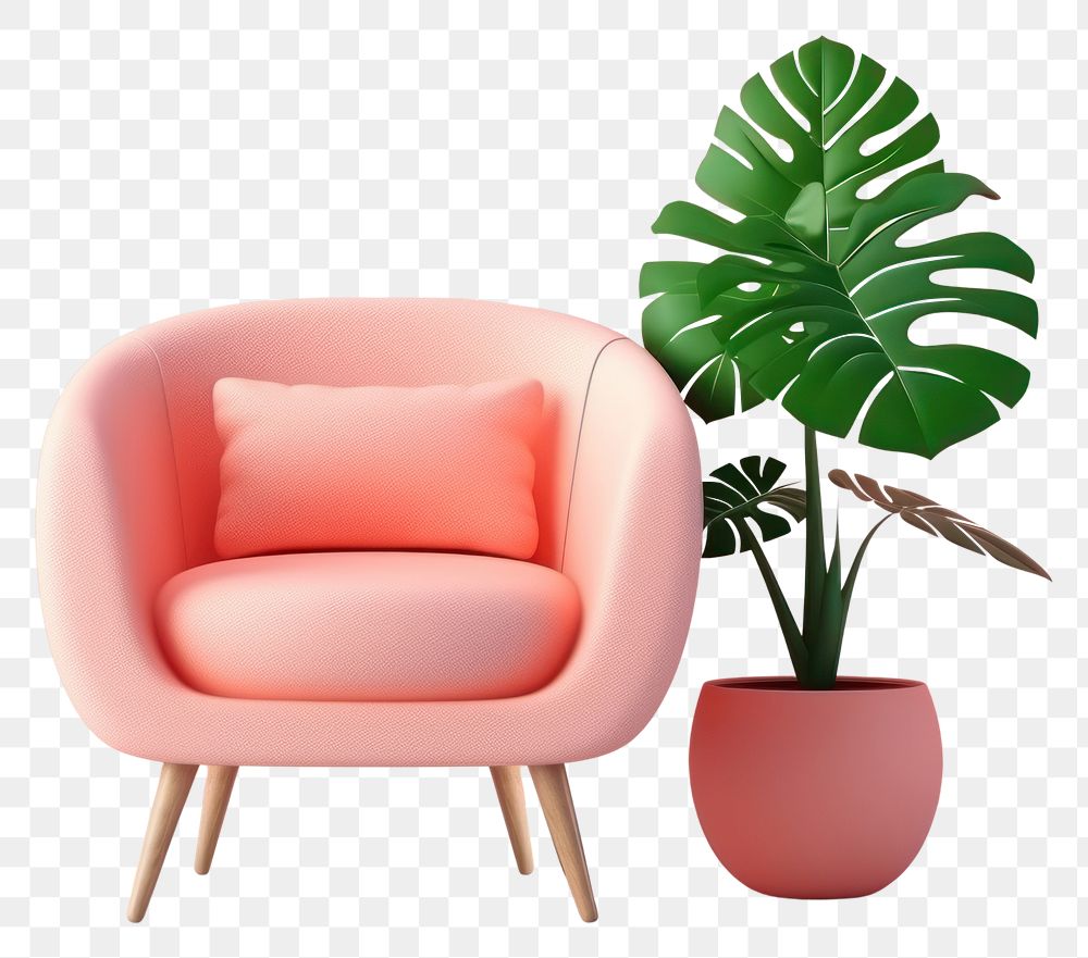 PNG Armchair plant furniture potted plant. AI generated Image by rawpixel.