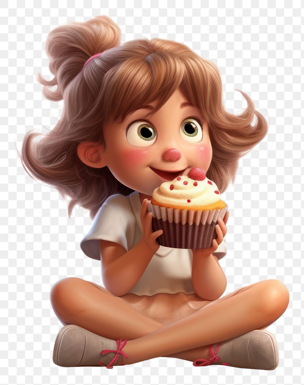 PNG Dessert cupcake eating doll. AI generated Image by rawpixel.