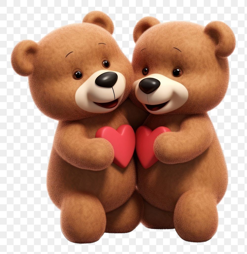 PNG Teddy bears hugging cartoon plush love. AI generated Image by rawpixel.