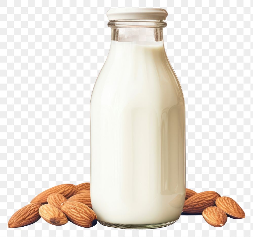 PNG Milk bottle almond dairy. AI generated Image by rawpixel.