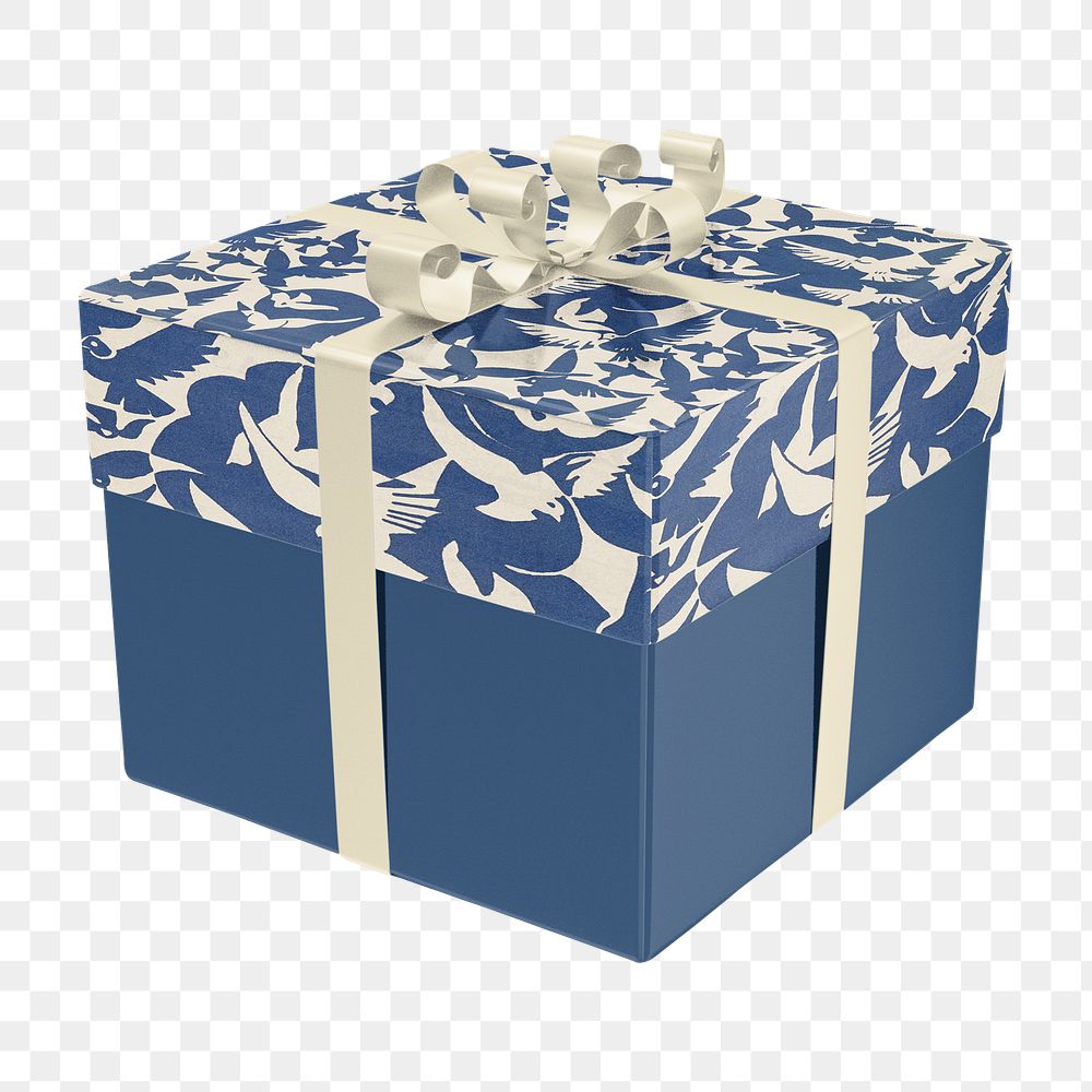 Blue gift box png, transparent background